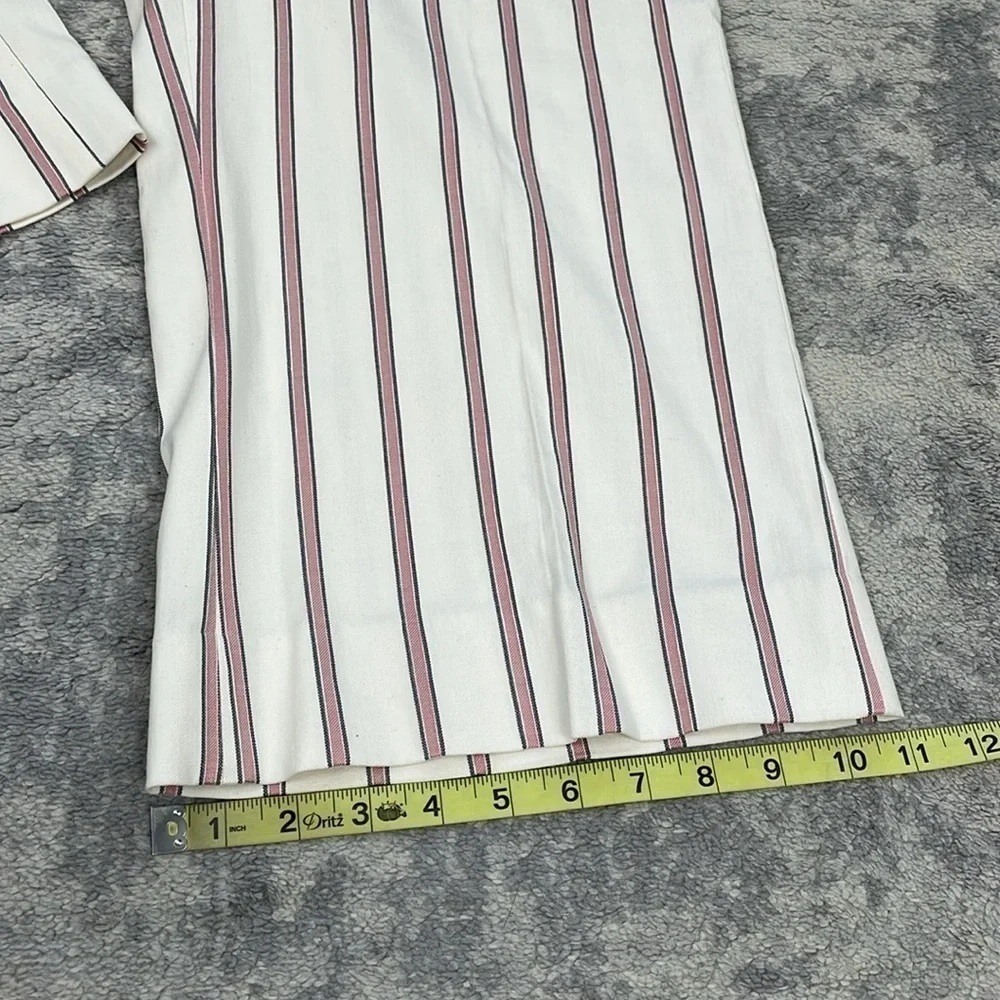 NWT Banana Republic High Rise Wide Leg Crop Pants Linen Blend White Red Stripe